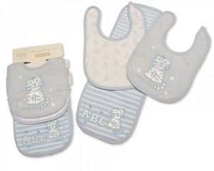 2 Bibs and Burp Cloth Set - Blue